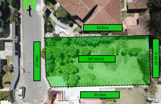 Terreno en  venta de 587 m2. Urbanización Jardines de la Pampa. Pomasqui.