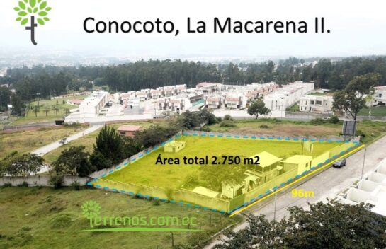 Venta de terreno 2.750 m2 Conocoto, La Macarena II.