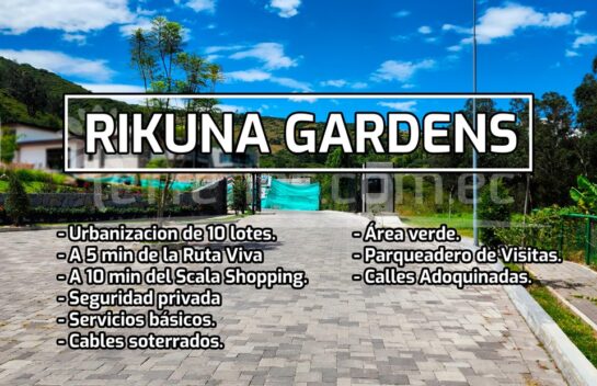 Terrenos de venta en Tumbaco 1.242 m2 Urbanización Rikuna Gardens, Ruta Viva.