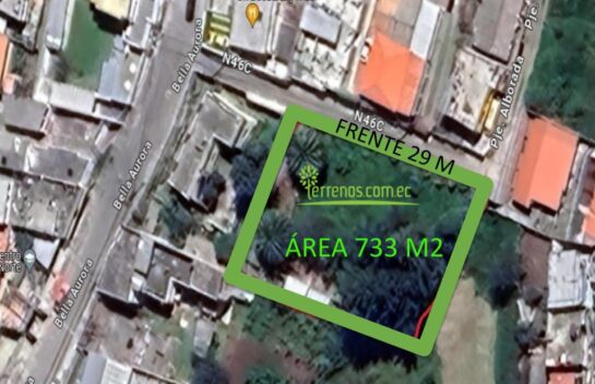 Terreno de venta en Pinar Alto 733 m2, a 5 minutos de la Av. Mariscal Sucre.