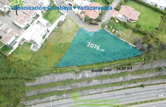 Terreno de venta en Cumbaya Yanazarapata 2.075m2 proyecto inmobiliario en Urbanización Hermosa Vista