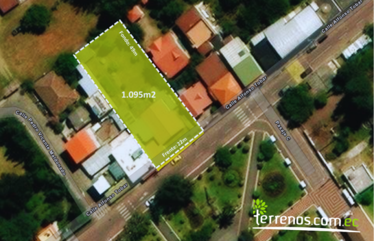 Terreno de venta en Tababela 1.095m2. Frente al Parque