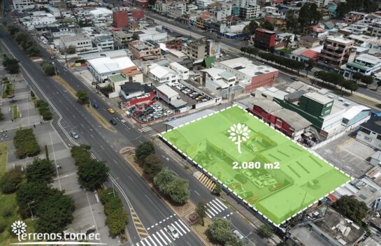 Terreno de venta de 2.080 m2 sobre la Av. Amazonas sector Parque Bicentenario
