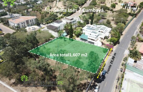 Venta de terreno 1,607 m2 Santa Inés, Cumbayá.