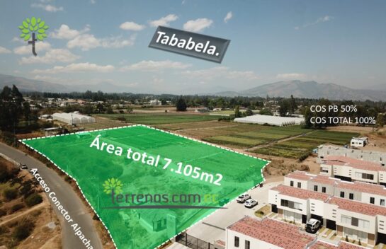 Terreno de venta en Tababela m2 a7.105m2 para proyectos inmobiliarios.