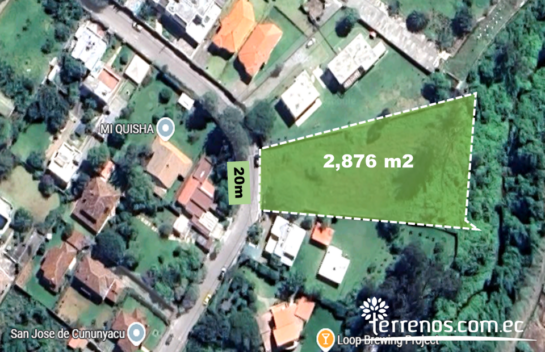 Terreno de venta de 2.876 m2 para proyecto dentro de urbanización Vía Intervalles Tumbaco