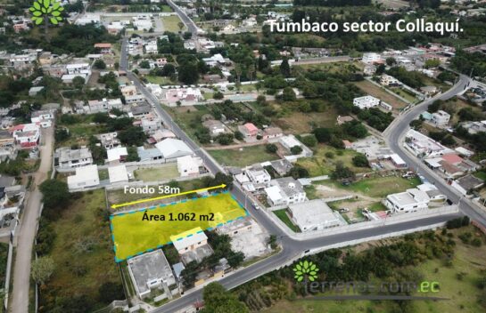 Terreno de Venta en Tumbaco 1.062m2  comercial o Residencial  sector Collaqui Gonzalo Pizarro