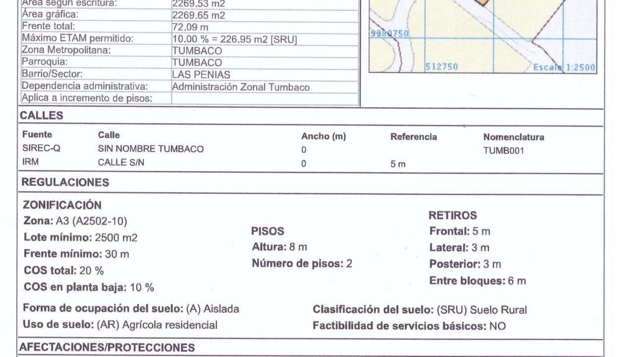 2.269 m2 Tumbaco, las peñas