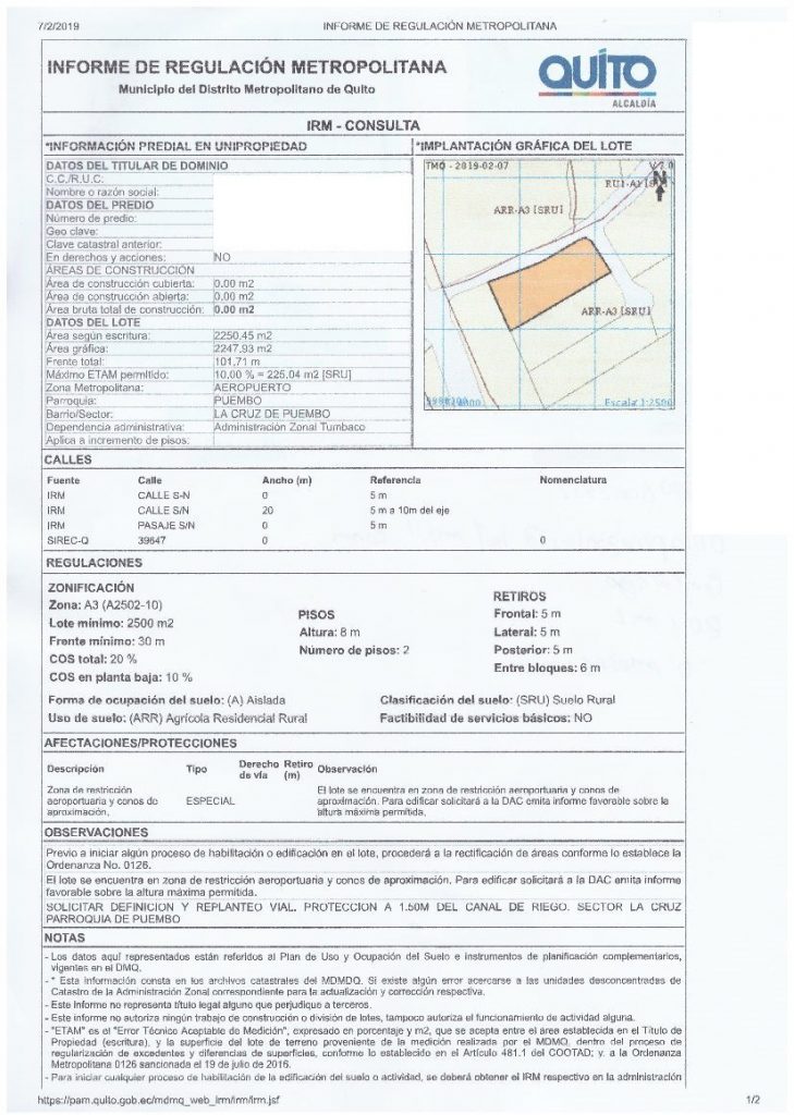 Vista adicional de terreno en venta en Puembo, Quito, Pichincha