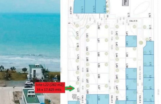 Terreno en venta en Pedernales 282 m2. Urbanización Privada Pacific View, Frente al Mar