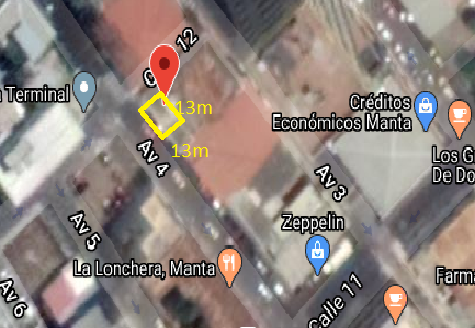 TERRENO EN VENTA en Manta 77m2 calle 15 y av 8 de la parroquia y cantón Manta