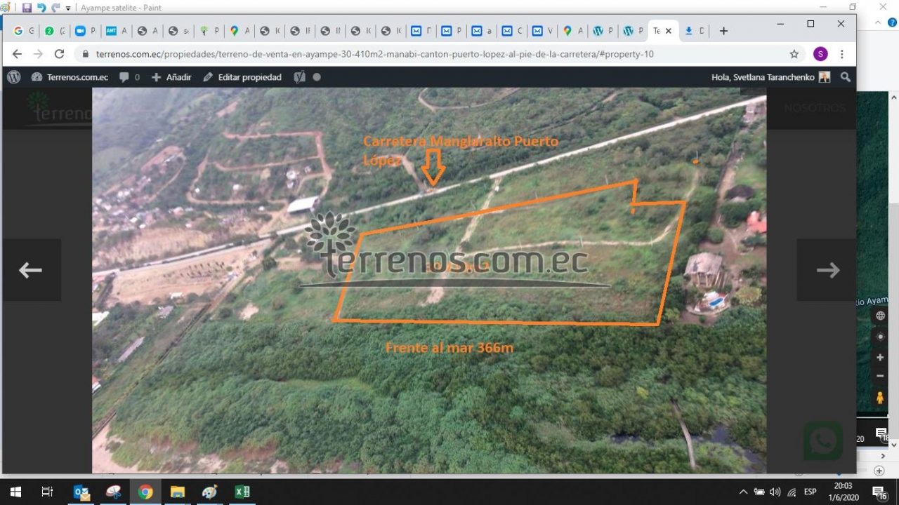 Ayampe via satelite, delimitacion de la propiedad