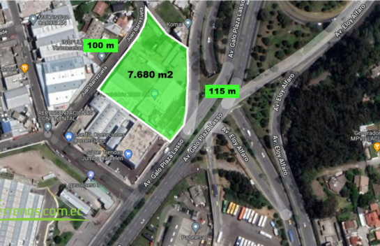 Terreno de venta dos frentes en Carcelén 7.680 m2 sobre la Av. Galo Plaza Lasso
