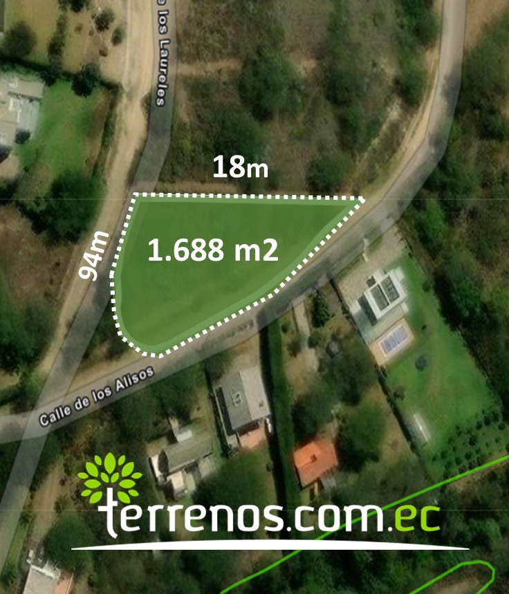 Terreno de Venta en TumbacoCollaquí. 1.688m2 Urbanización el Edén