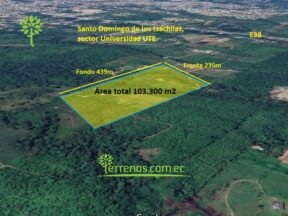 Venta de terreno 103.300 m2 Santo Domingo de los Tsáchilas, sector Universidad UTE.